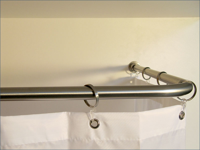 Stainless steel L-shape square shower curtain rod with rings