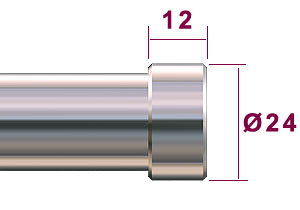 Stainless steel end cap Ø20mm: dimensions