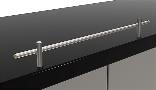 for kitchen equipment: Railing sont 10 made of stainless steel as a worktop demarcation