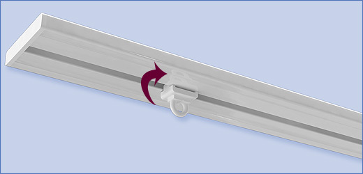 Lock for rail with sliding curtain