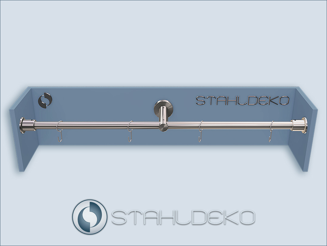 Example of use: curtain rod for wall brackets, single-track, with hooks