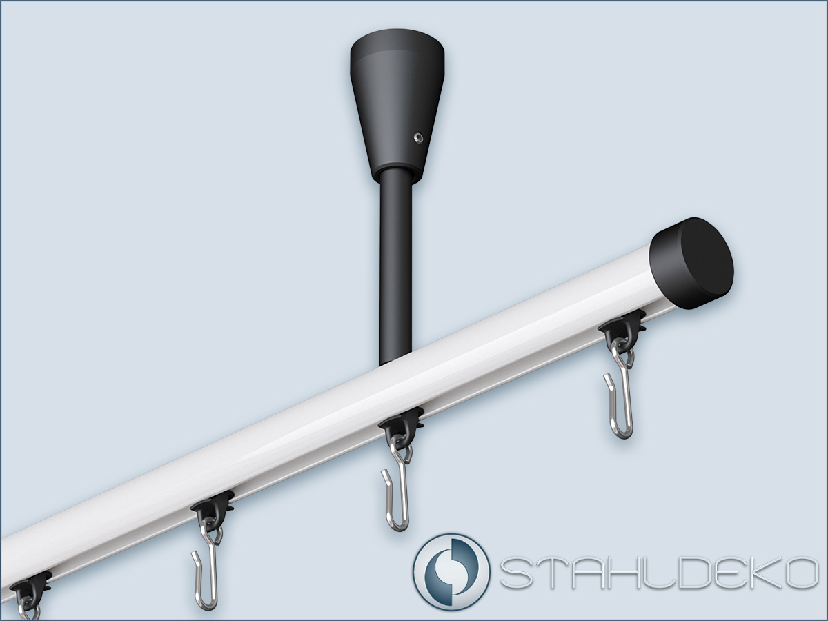 Inner track curtain rod Standard single track for ceiling mounting, end  pieces optional.